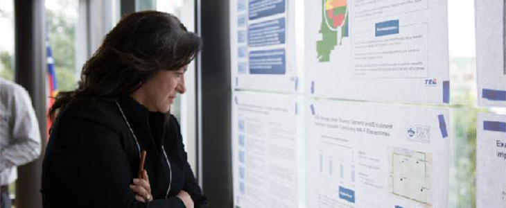 Woman looking at a report