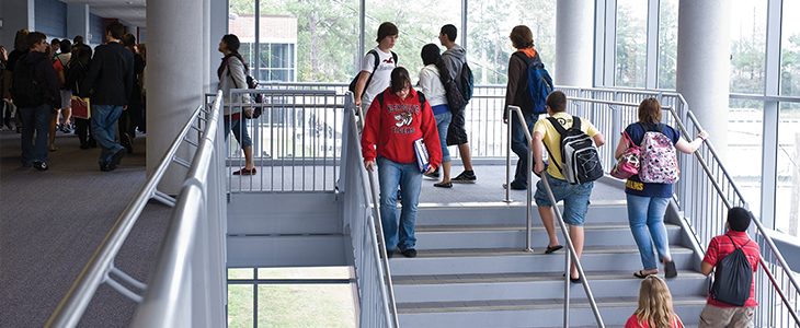 Students in stairway